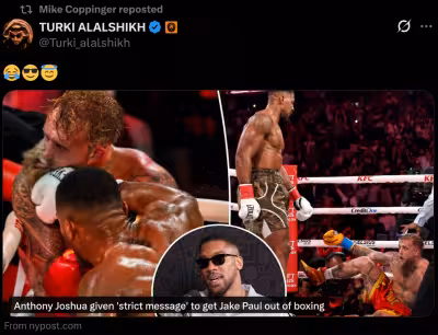 Turki Alalshikh Laughs at Anthony Joshua’s Claim He 'Removed' Jake Paul